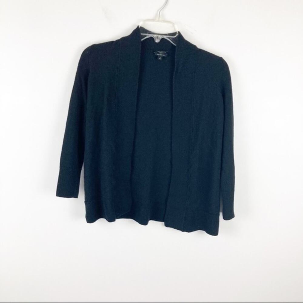 Talbots Petites Black Pure‎ Merino Wool Open Front Cardigan Sweater P